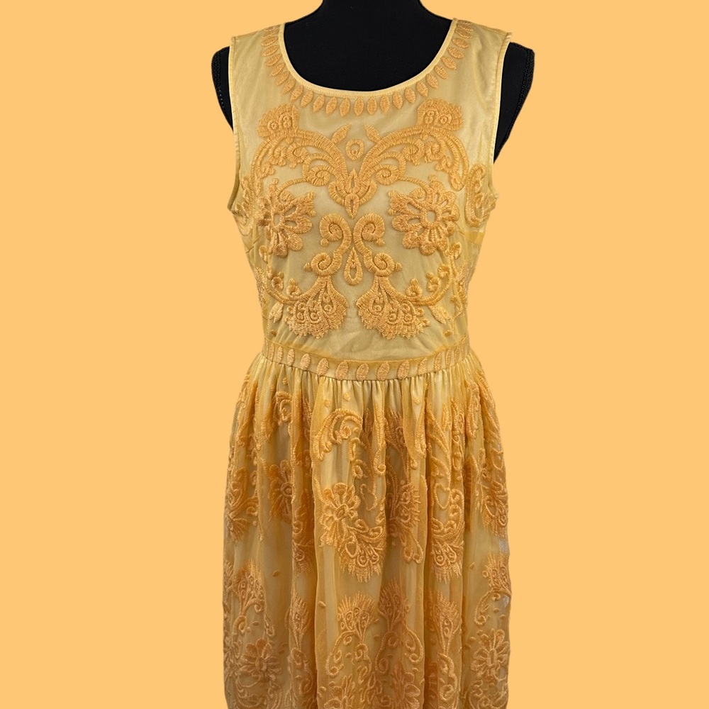 Sundance Gold Sleeveless Scoop Neck Midi Sundress